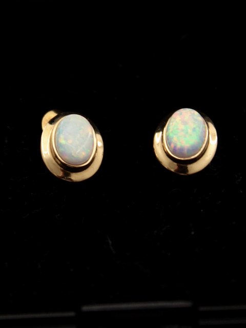 14 karat guld ørestikker med opal